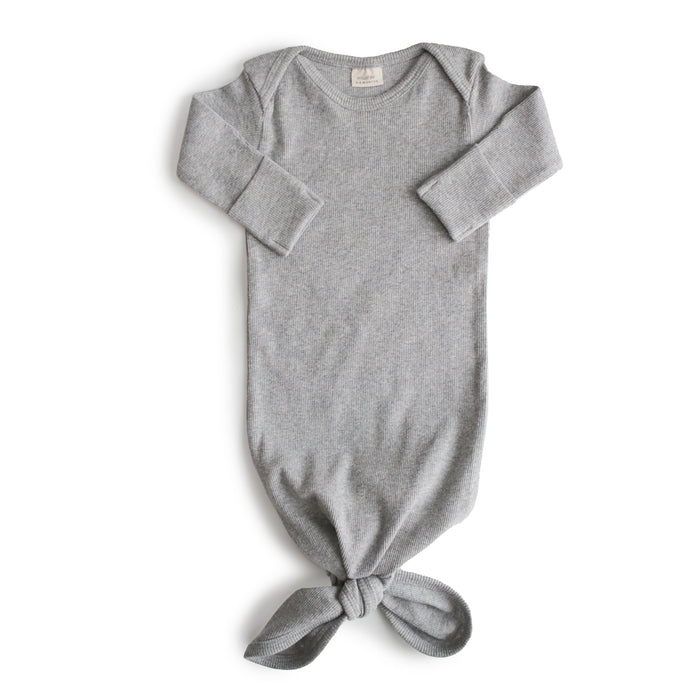 Mushie Ribbed Knotted Baby Gown