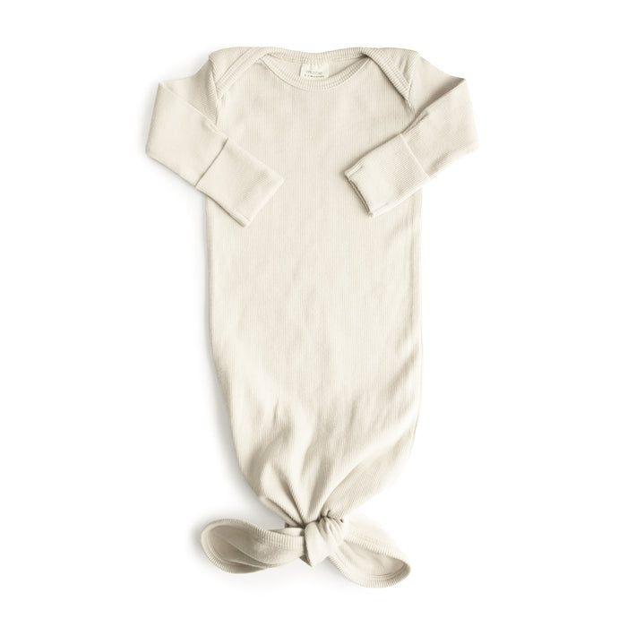 Mushie Ribbed Knotted Baby Gown