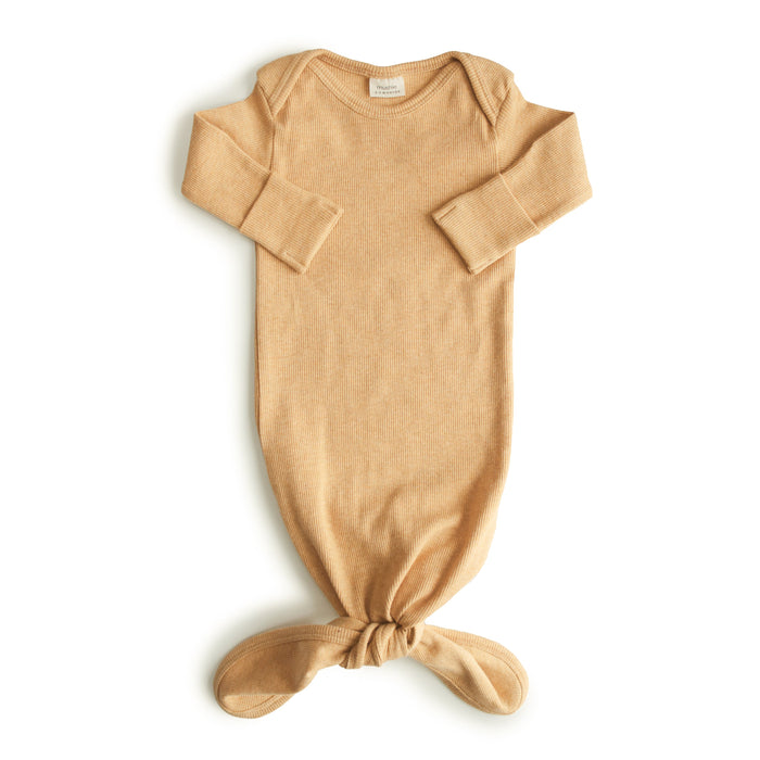 Mushie Ribbed Knotted Baby Gown