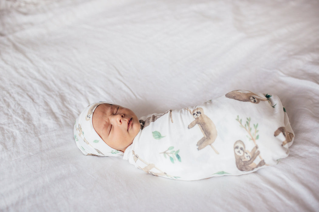 Copper Pearl Newborn Top Knot Hat - Noah