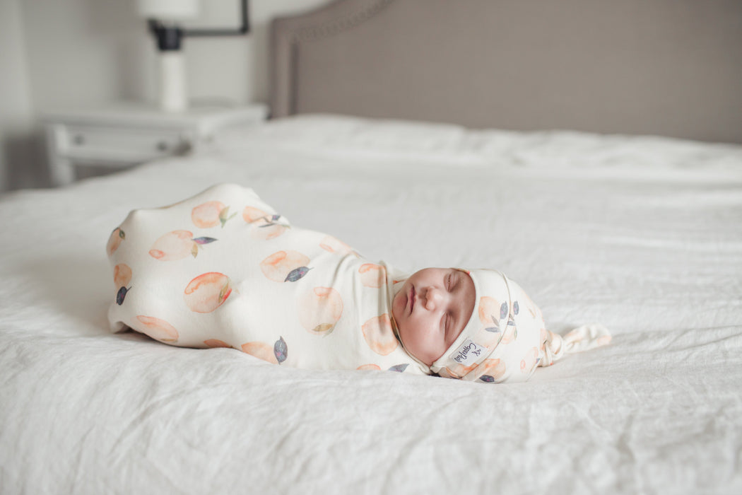 Copper Pearl Newborn Top Knot Hat - Caroline