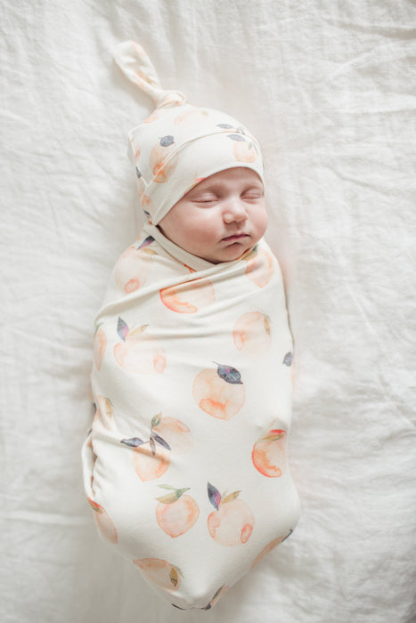 Copper Pearl Newborn Top Knot Hat - Caroline