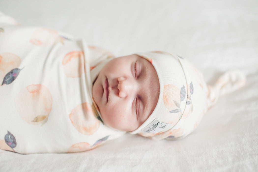 Copper Pearl Newborn Top Knot Hat - Caroline