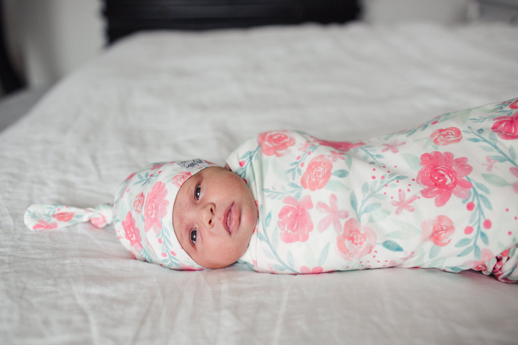 Copper Pearl Newborn Top Knot Hat - June