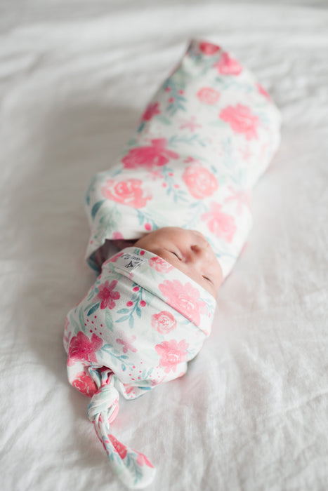 Copper Pearl Newborn Top Knot Hat - June