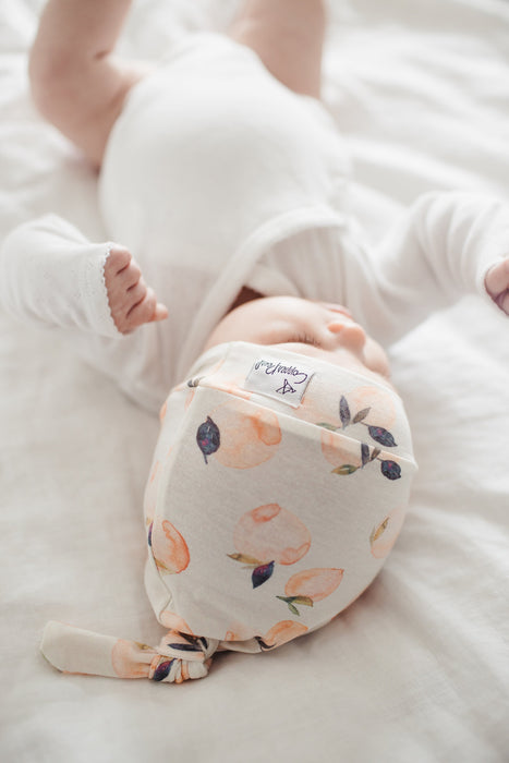 Copper Pearl Newborn Top Knot Hat - Caroline