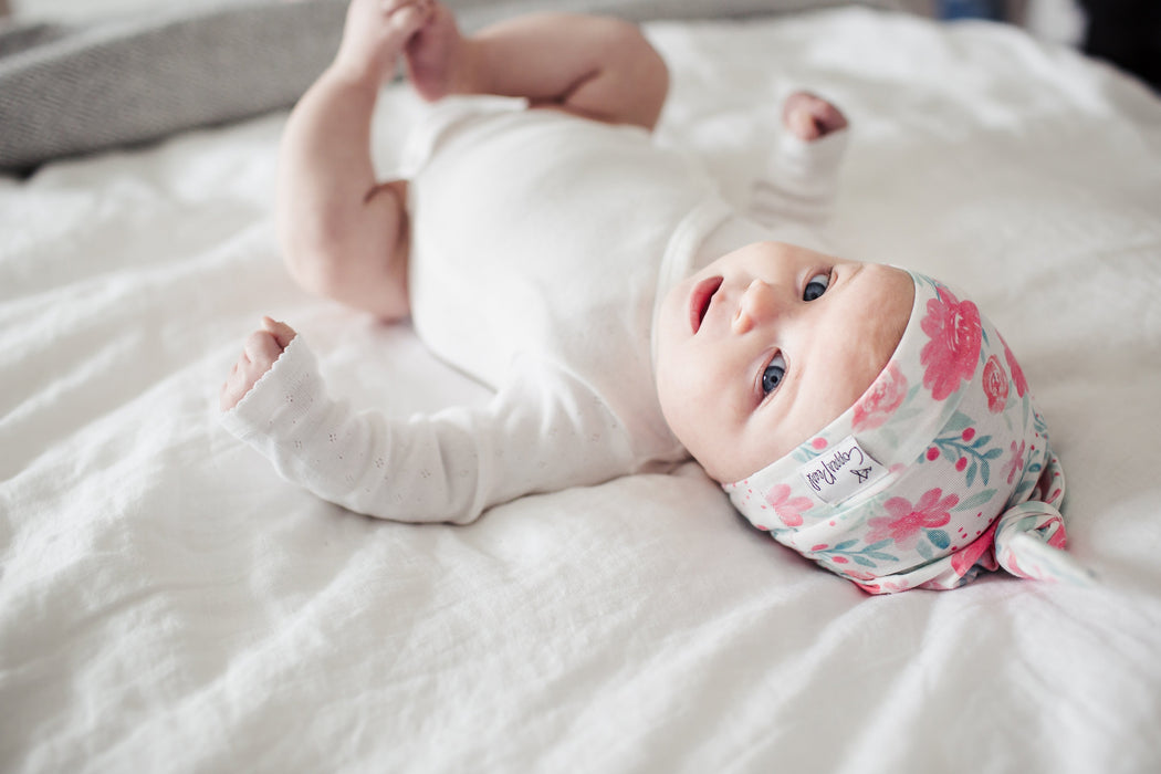 Copper Pearl Newborn Top Knot Hat - June