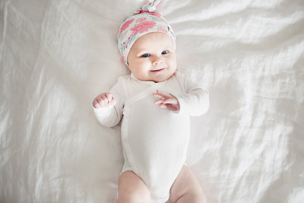 Copper Pearl Newborn Top Knot Hat - June