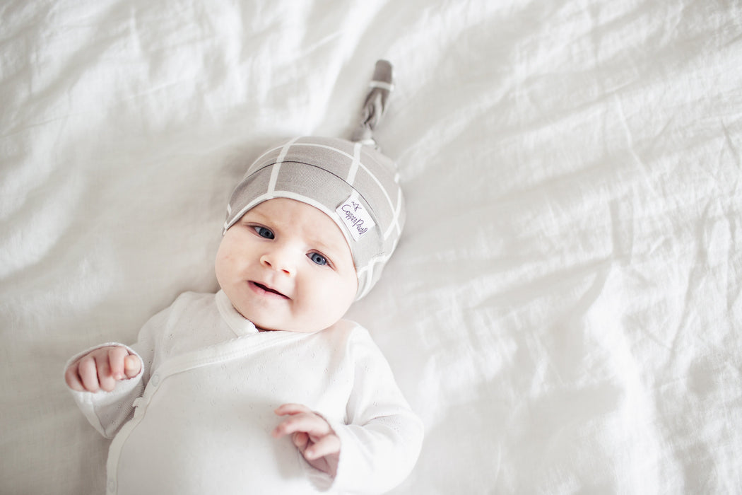 Copper Pearl Newborn Top Knot Hat - Midway