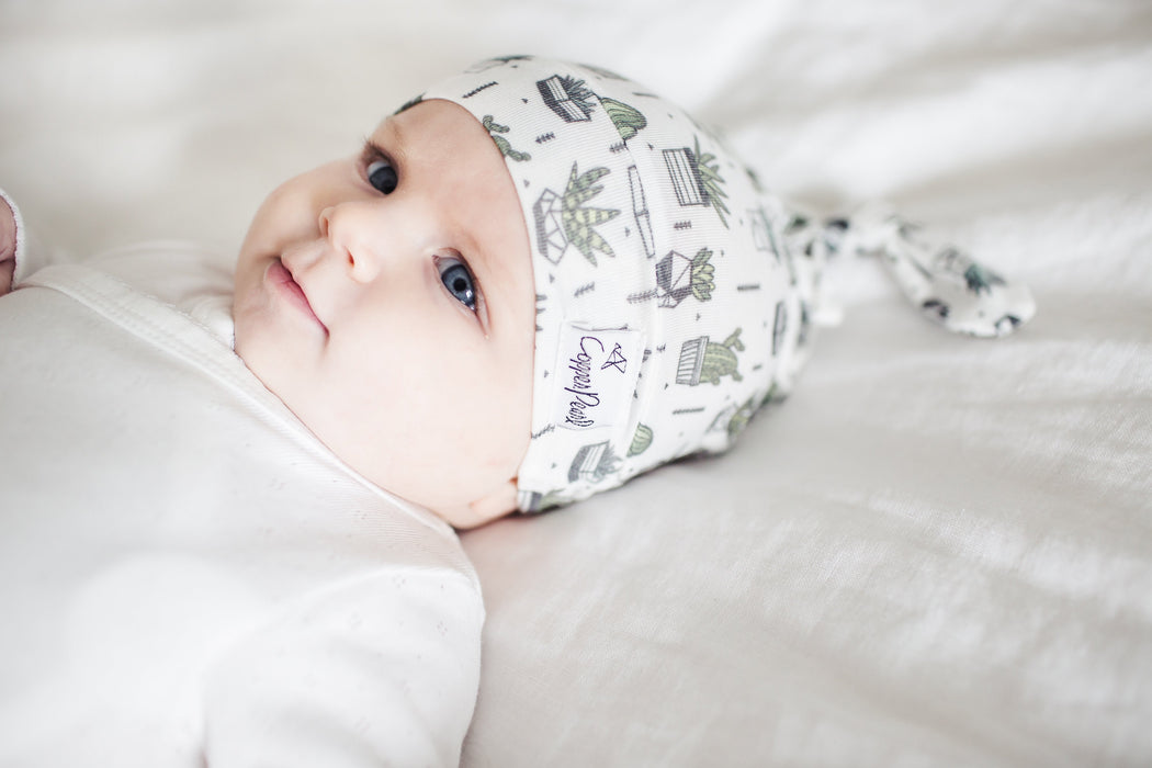 Copper Pearl Newborn Top Knot Hat - Shiloh