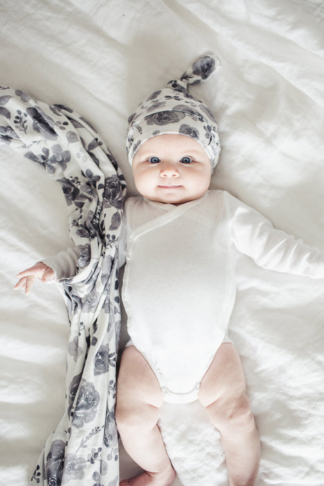 Copper Pearl Newborn Top Knot Hat - Rowan