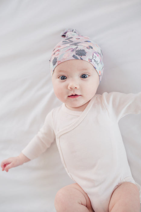 Copper Pearl Newborn Top Knot Hat - Morgan