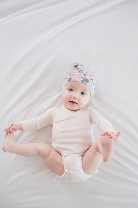 Copper Pearl Newborn Top Knot Hat - Morgan