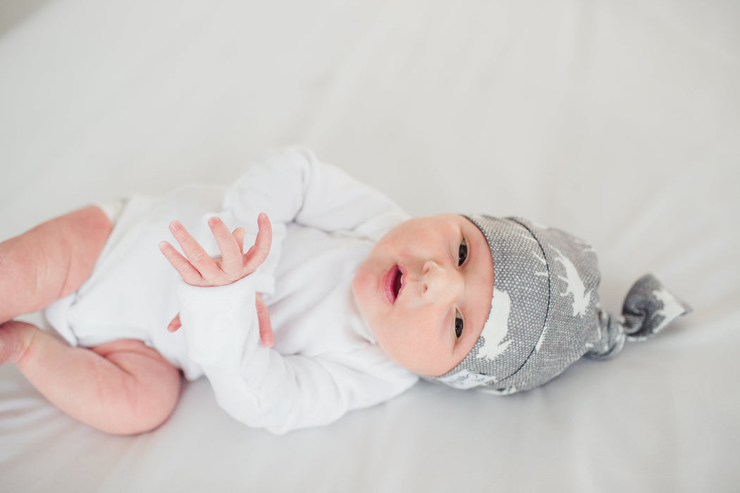 Copper Pearl Newborn Top Knot Hat - Scout