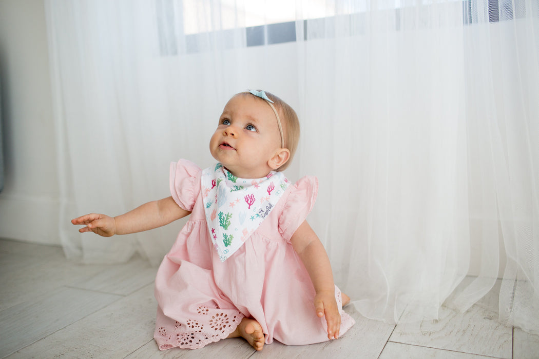 Copper Pearl Baby Bandana Bibs - Coral