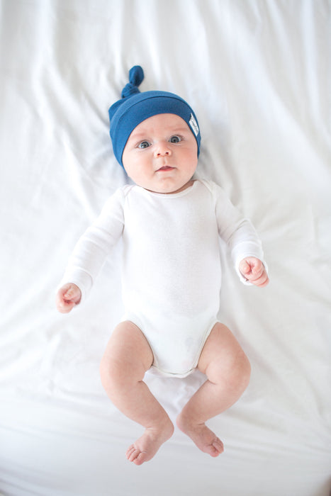 Copper Pearl Newborn Top Knot Hat - River