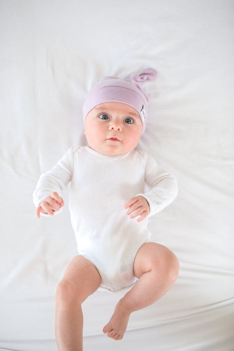 Copper Pearl Newborn Top Knot Hat - Lily