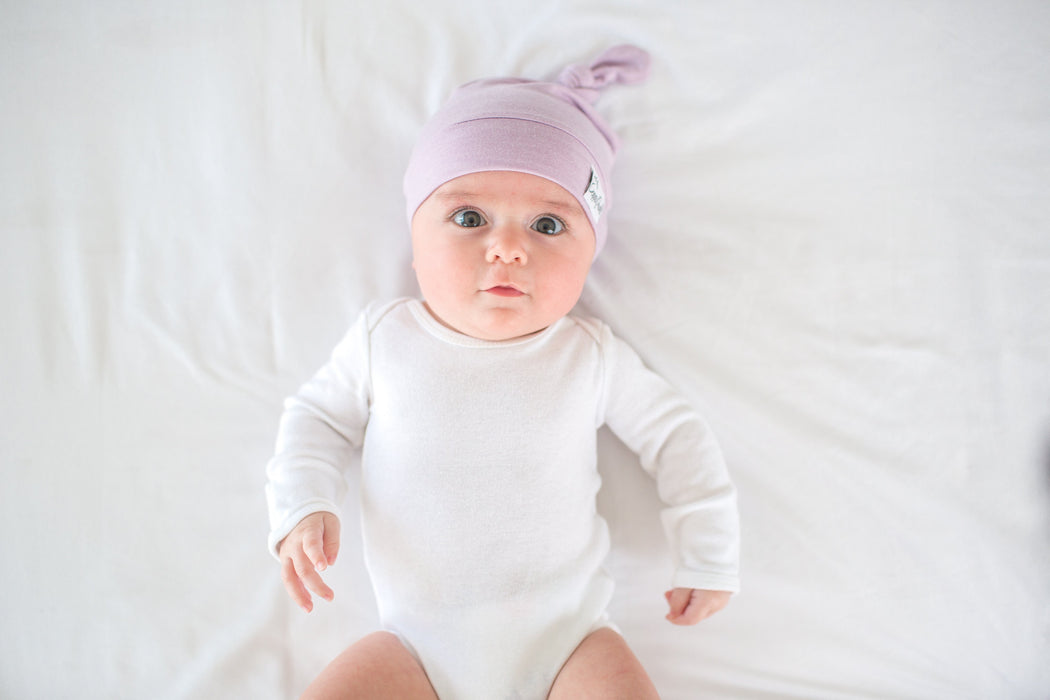 Copper Pearl Newborn Top Knot Hat - Lily