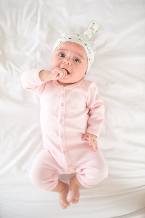 Copper Pearl Newborn Top Knot Hat - Willow