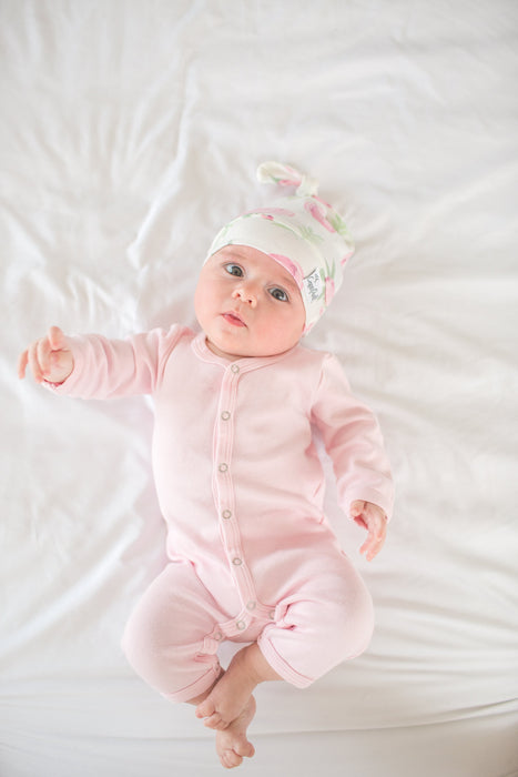 Copper Pearl Newborn Top Knot Hat - Grace