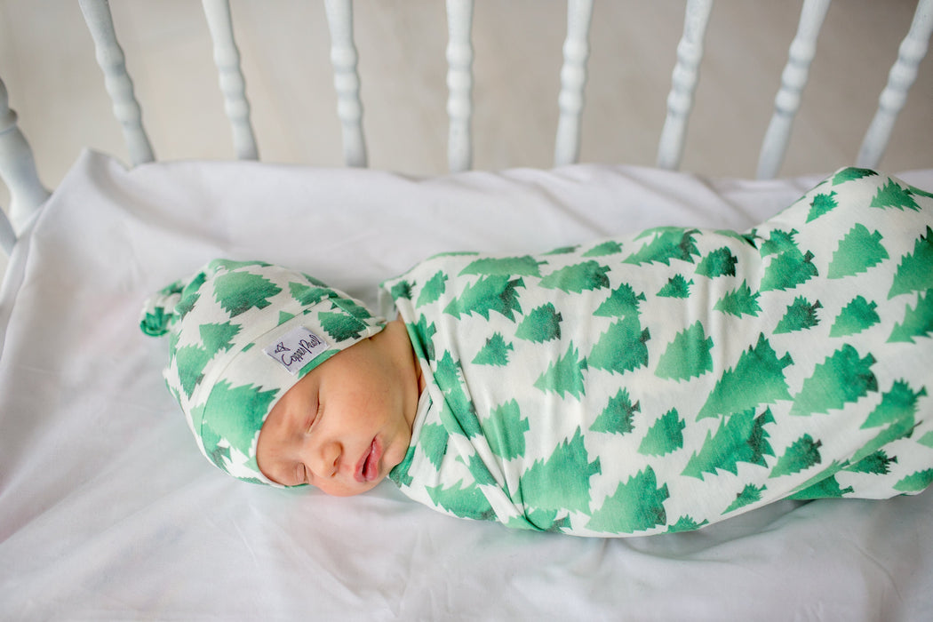 Copper Pearl Newborn Top Knot Hat - Forest