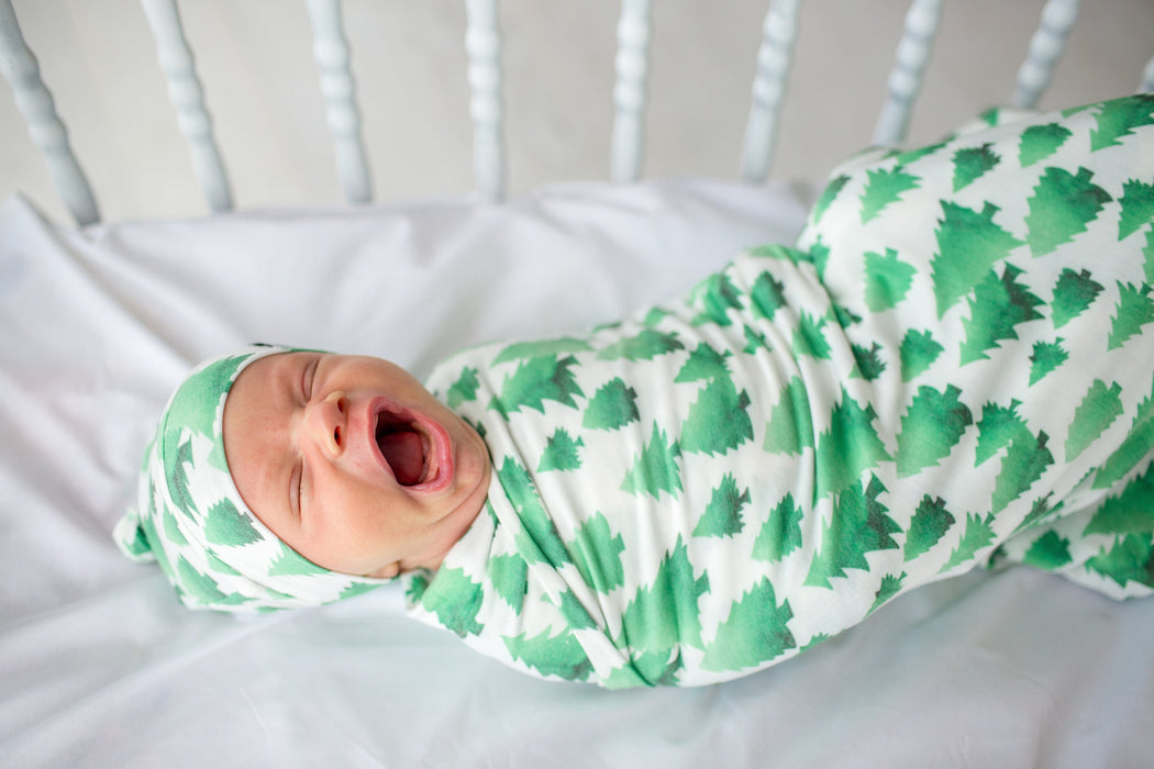 Copper Pearl Newborn Top Knot Hat - Forest