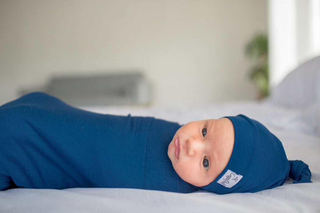 Copper Pearl Newborn Top Knot Hat - River