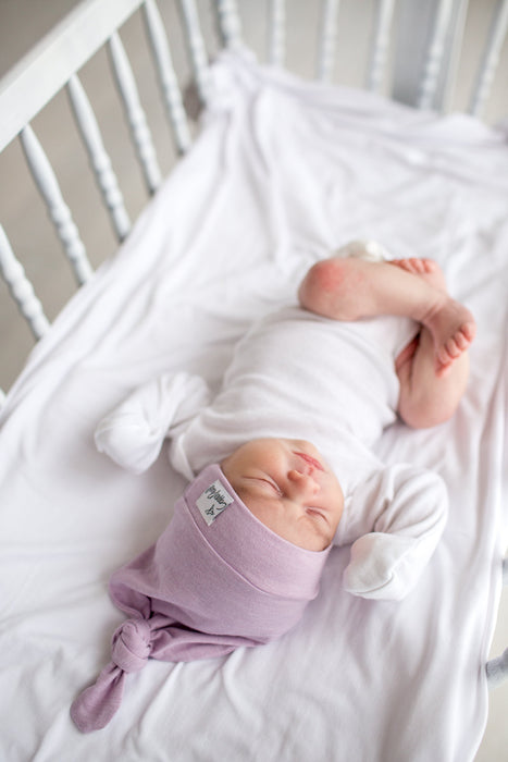 Copper Pearl Newborn Top Knot Hat - Lily