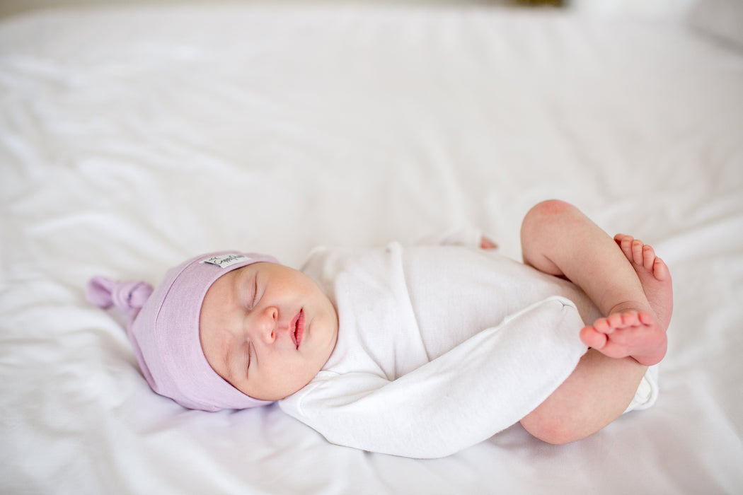 Copper Pearl Newborn Top Knot Hat - Lily