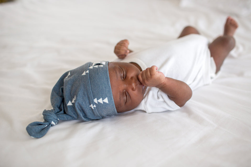 Copper Pearl Newborn Top Knot Hat - North