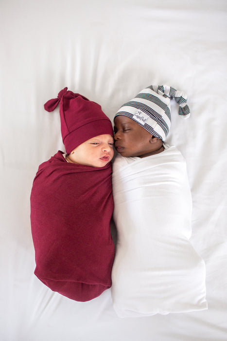 Copper Pearl Newborn Top Knot Hat - Ruby