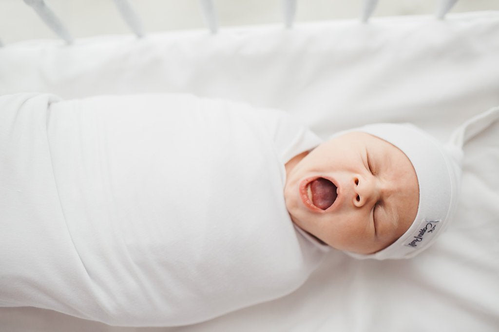 Copper Pearl Newborn Top Knot Hat - Dove