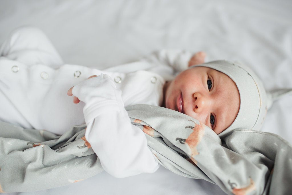 Copper Pearl Newborn Top Knot Hat - Swift