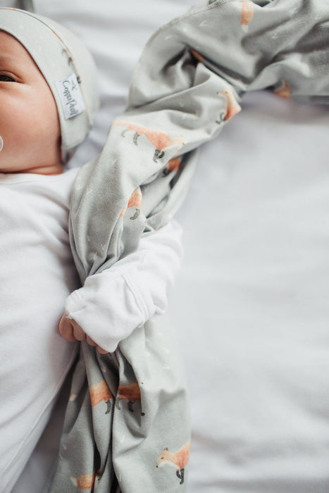 Copper Pearl Newborn Top Knot Hat - Swift