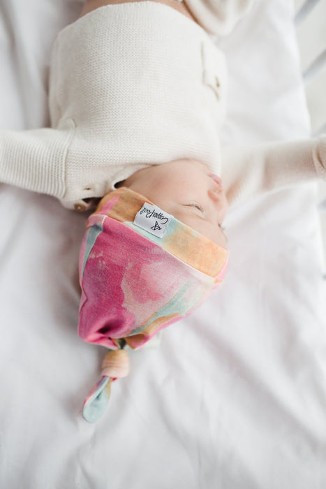 Copper Pearl Newborn Top Knot Hat - Monet