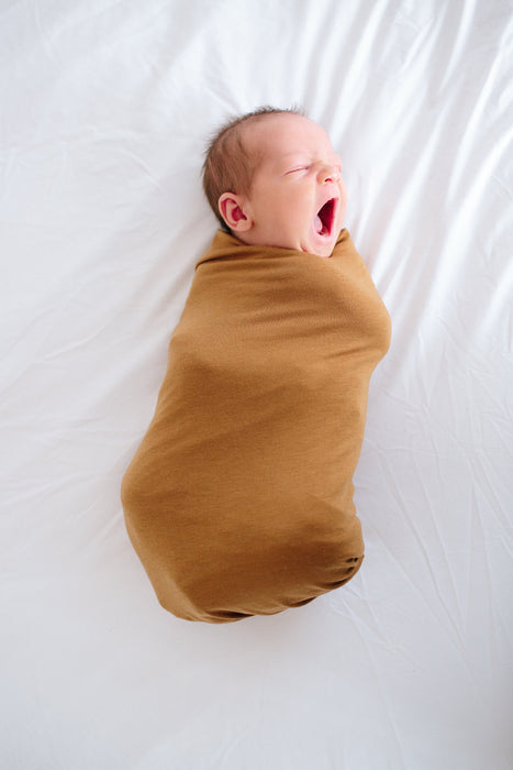 Copper Pearl Knit Swaddle Blanket - Camel