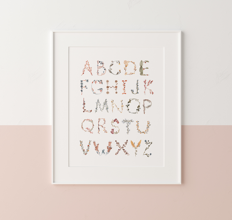 Mushie Alphabet Floral Poster