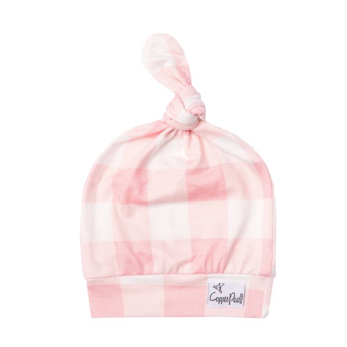 Copper Pearl Newborn Top Knot Hat - London