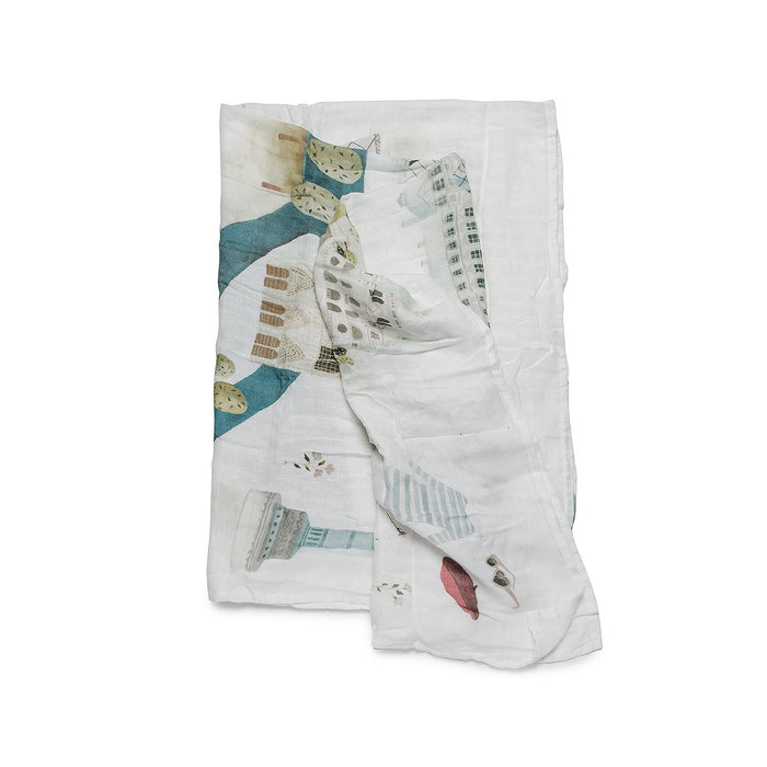 Loulou Lollipop City Muslin Swaddle Blanket