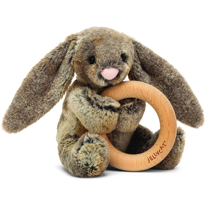 Jellycat Bashful Woodland Bunny Wooden Ring Rattle