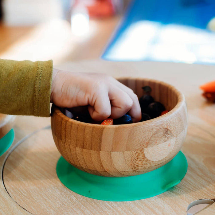 Avanchy Bamboo Stay Put Suction Bowl + Spoon