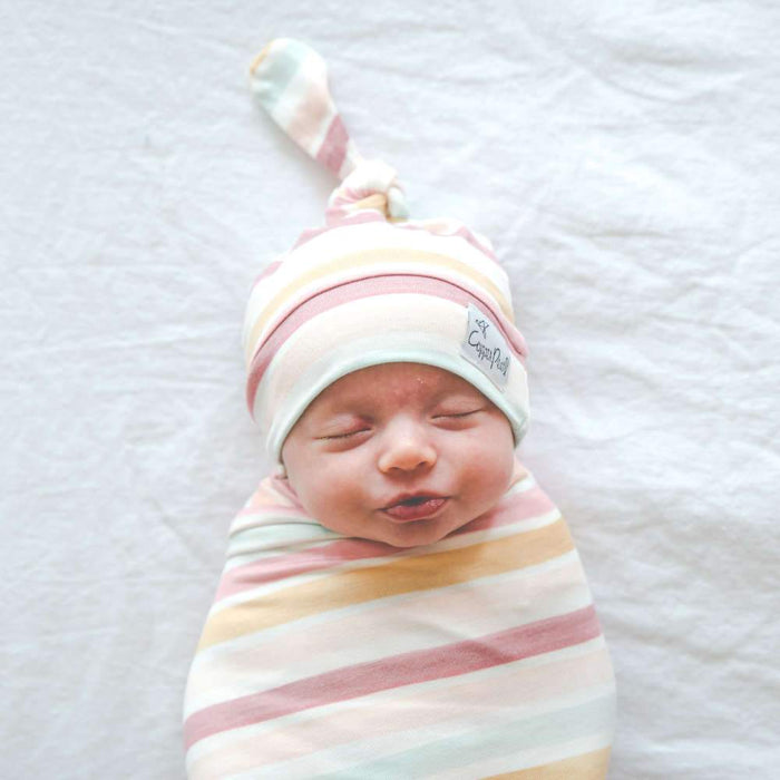 Copper Pearl Newborn Top Knot Hat - Belle