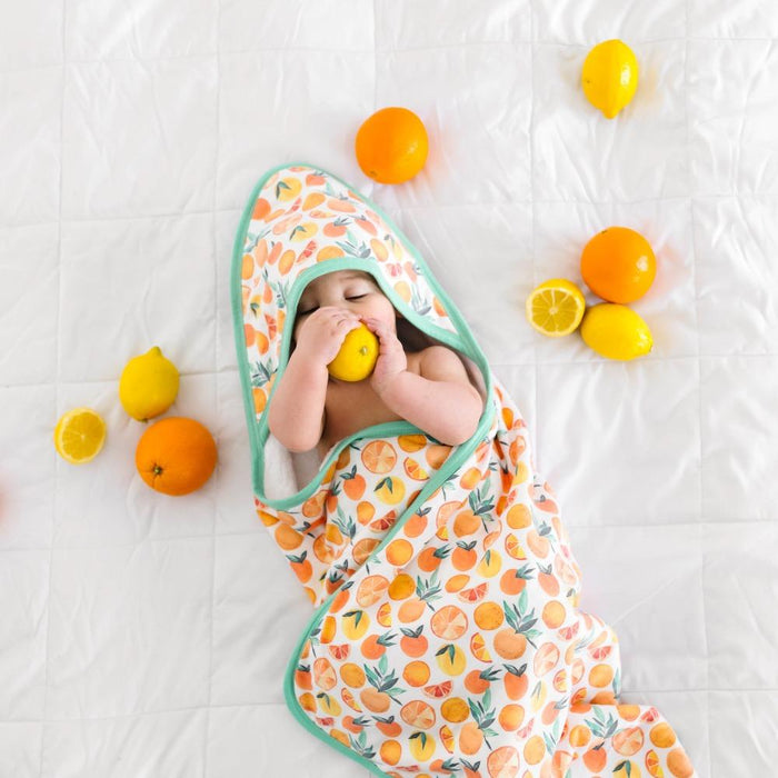 Copper Pearl Muslin Hooded Towel - Citrus