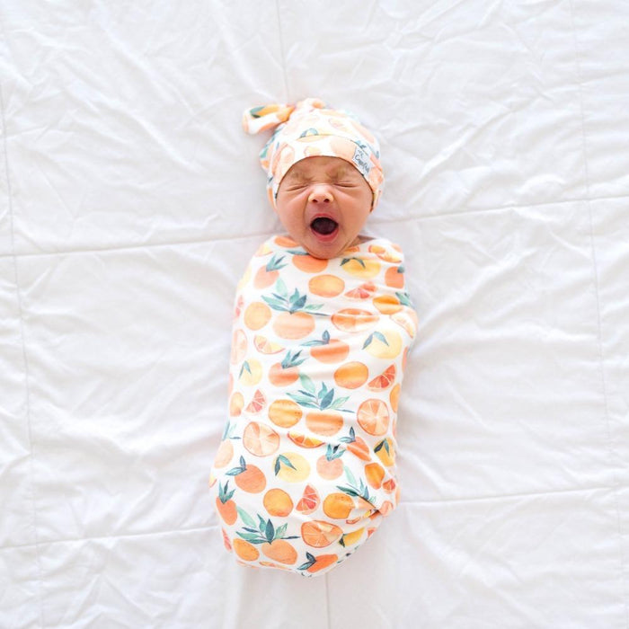 Copper Pearl Knit Swaddle Blanket - Citrus