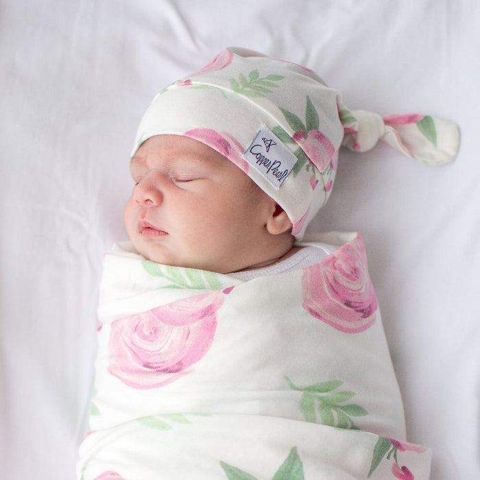 Copper Pearl Newborn Top Knot Hat - Grace