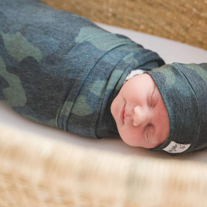 Copper Pearl Knit Swaddle Blanket - Hunter