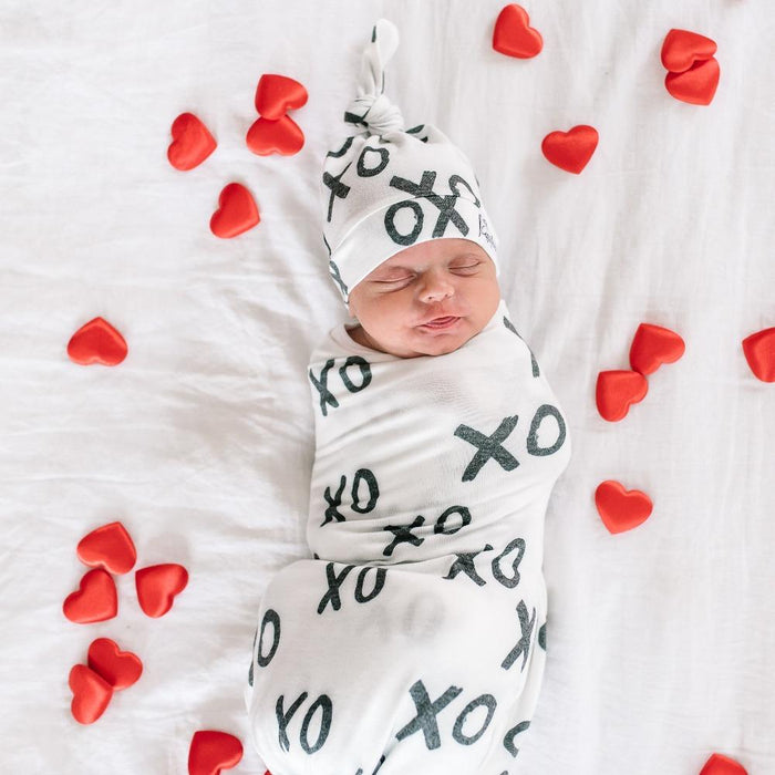 Copper Pearl Newborn Top Knot Hat - XOXO